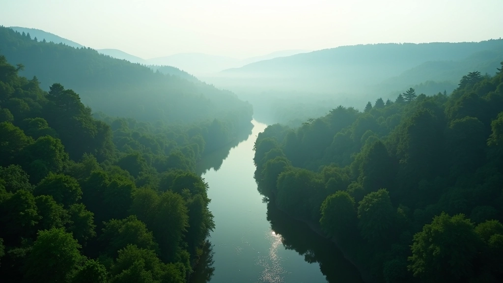 Dubysos slėnio vaizdas iš aukštos perspektyvos, miško žaluma, upės vingiai